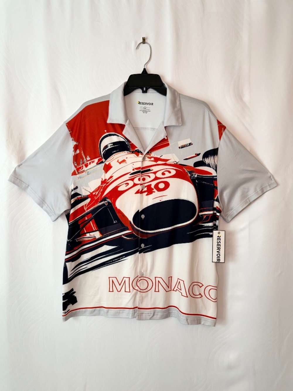 Reservoir Monaco Racing Graphic Button-Down Shirt, M